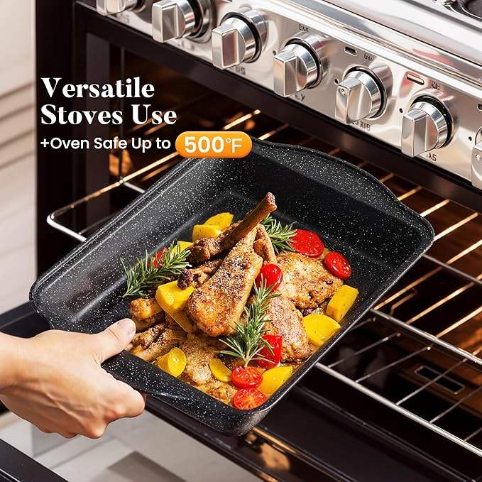 Geling 30PCS Granite Nonstick Cookware Set | Modern Black Aluminum Pots & Pans - Image 3