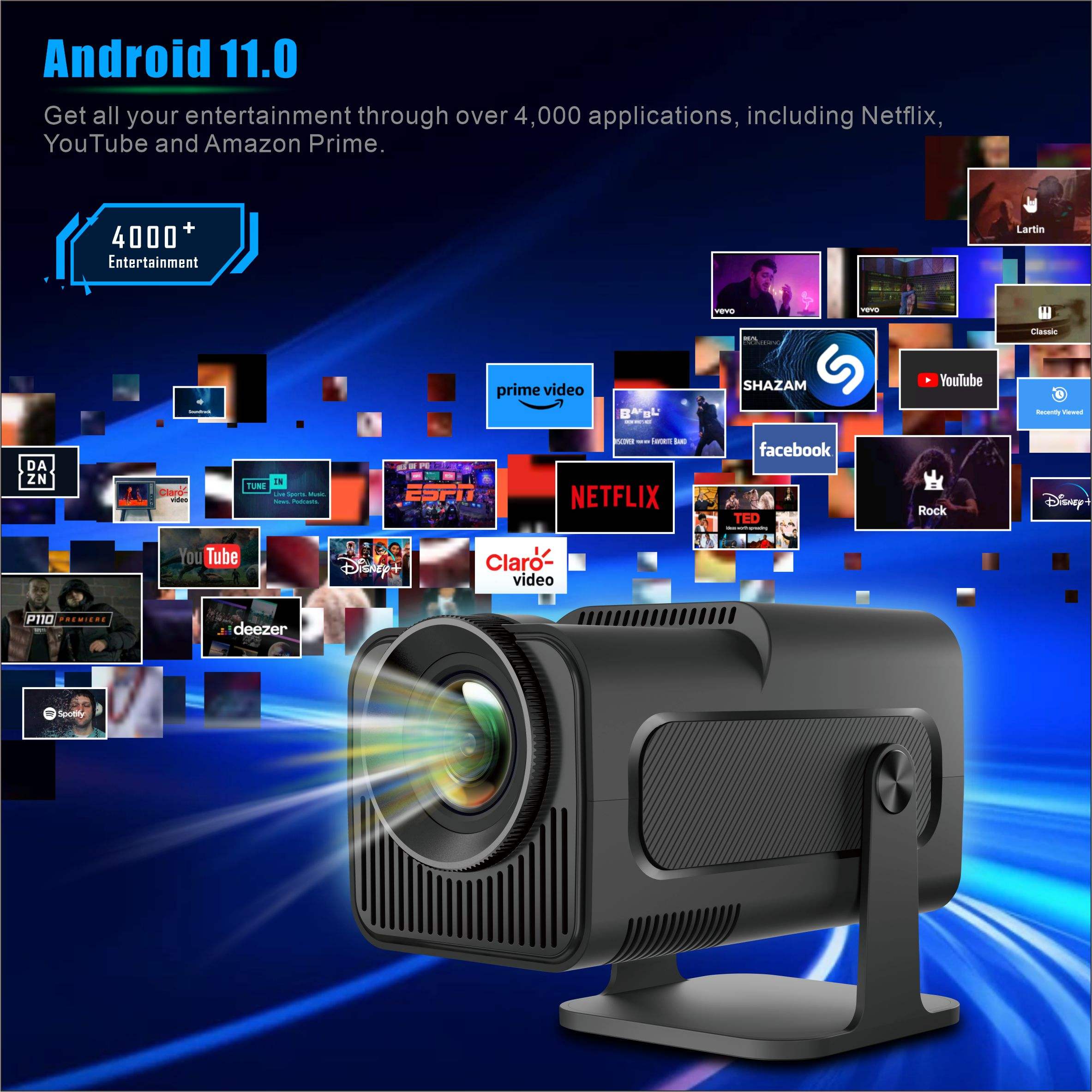 Projector Wifi Home Theater HY320 | Android Mini 4K LCD Smart Projector for Gaming & Video - Image 3