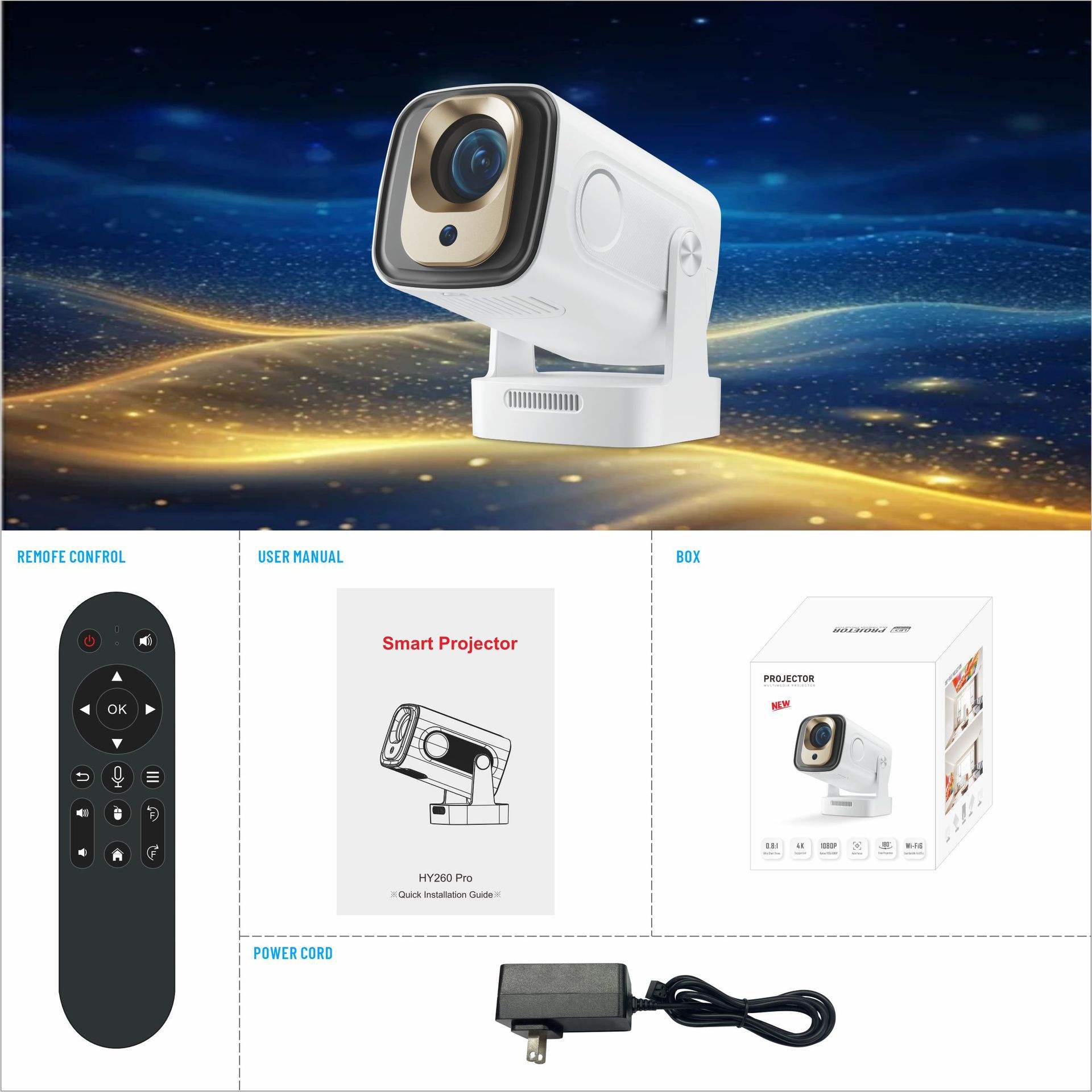 HD Video Projector for Phone Outdoor Mini Projector HY260 Pro HY310 | Portable 1080P WiFi Bluetooth Cinema Projector - Image 2