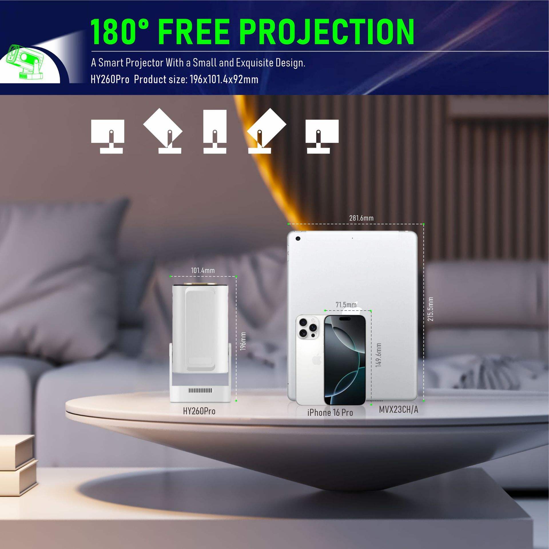 HD Video Projector for Phone Outdoor Mini Projector HY260 Pro HY310 | Portable 1080P WiFi Bluetooth Cinema Projector - Image 5