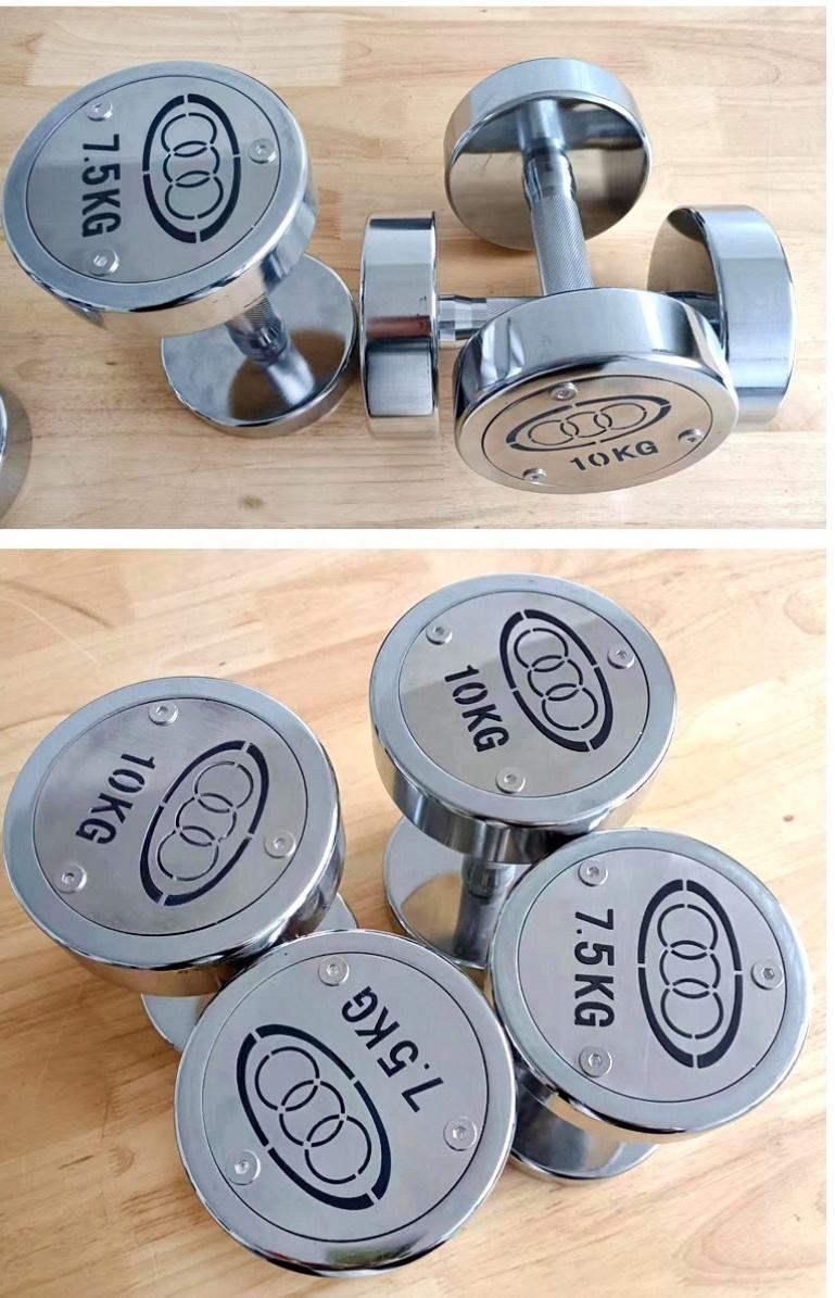 Unisex Chrome Stainless Steel Dumbbells | Free Weights for Strength Training, Muscle Building & Home Gym Fitness - Image 4