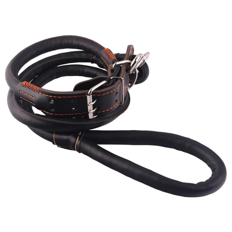 Soft Genuine Leather Pet Rope Dog Leash Collar – Vegan Leather Option – Small & Large Dog Leash Lead and Collar for Safety - Image 5