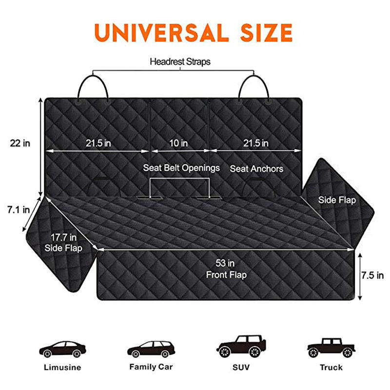 Waterproof Dirt-Proof Eco-Friendly Washable Pet Car Rear Seat Cover – Thick Anti-Slip Seat Cushion for Dogs – Solid Pattern Oxford - Image 3