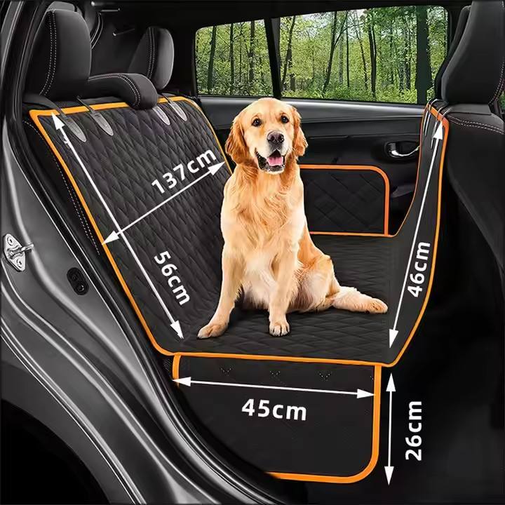 100% Waterproof Eco-Friendly Durable Anti-Slip Washable Dog Car Seat Cover – Oxford Material with Mesh Window & Hard Bottom for Back Seat - Image 2