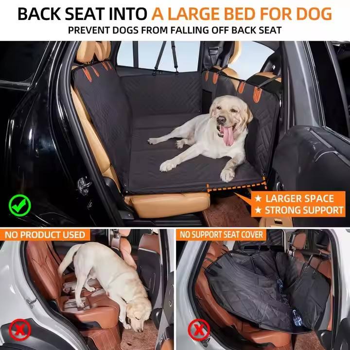 100% Waterproof Eco-Friendly Durable Anti-Slip Washable Dog Car Seat Cover – Oxford Material with Mesh Window & Hard Bottom for Back Seat - Image 3