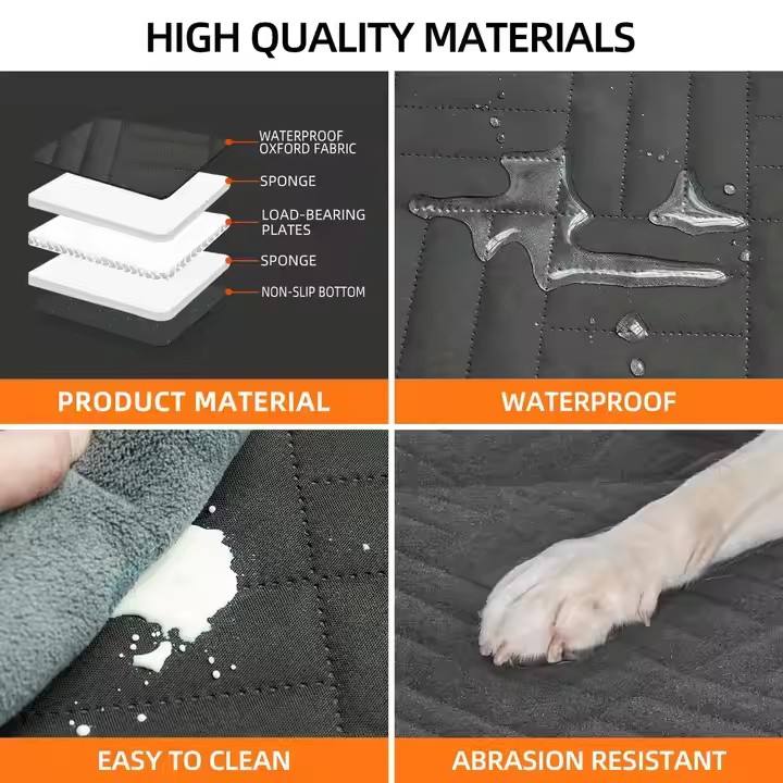 100% Waterproof Eco-Friendly Durable Anti-Slip Washable Dog Car Seat Cover – Oxford Material with Mesh Window & Hard Bottom for Back Seat - Image 4