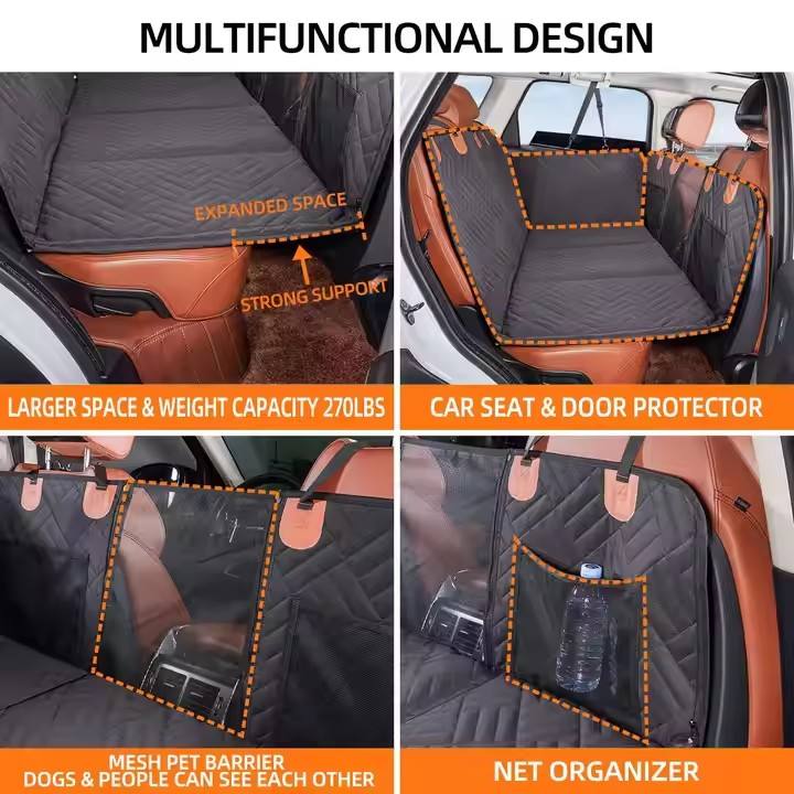100% Waterproof Eco-Friendly Durable Anti-Slip Washable Dog Car Seat Cover – Oxford Material with Mesh Window & Hard Bottom for Back Seat - Image 5