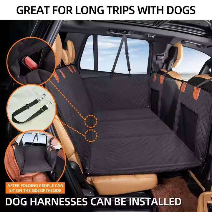 100% Waterproof Eco-Friendly Durable Anti-Slip Washable Dog Car Seat Cover – Oxford Material with Mesh Window & Hard Bottom for Back Seat - Image 6