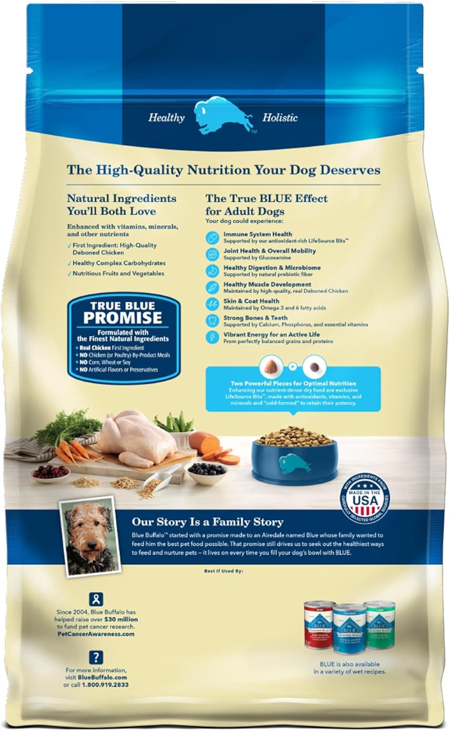 Blue Buffalo Life Protection Formula Adult Dry Dog Food – Helps Build and Maintain Strong Muscles – Made with Natural Ingredients – Chicken & Brown Rice Recipe – 30-lb. Bag - Image 2