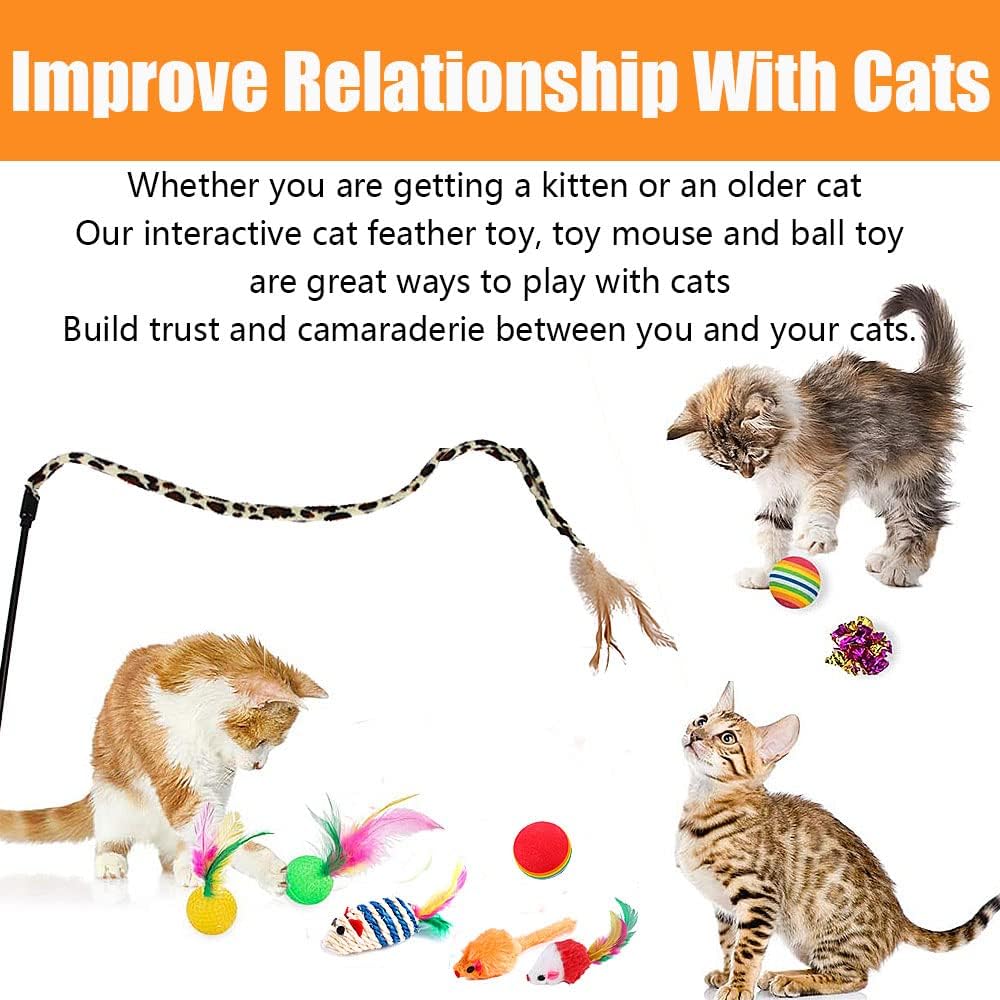 21 Pcs Cat Toys for Indoor Cats – Collapsible Cat Tunnel, Interactive Feather Teaser Wand & Ball Toy for Kittens & Cats - Image 4