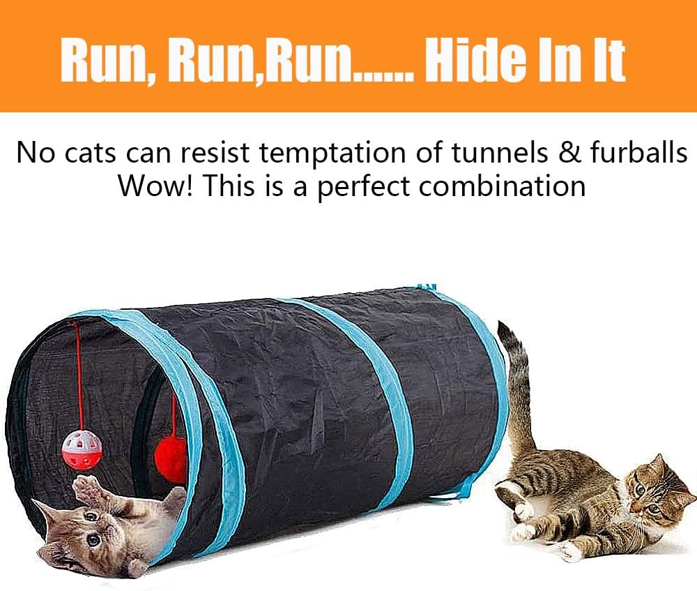 21 Pcs Cat Toys for Indoor Cats – Collapsible Cat Tunnel, Interactive Feather Teaser Wand & Ball Toy for Kittens & Cats - Image 5