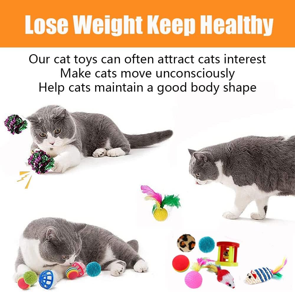 21 Pcs Cat Toys for Indoor Cats – Collapsible Cat Tunnel, Interactive Feather Teaser Wand & Ball Toy for Kittens & Cats - Image 6