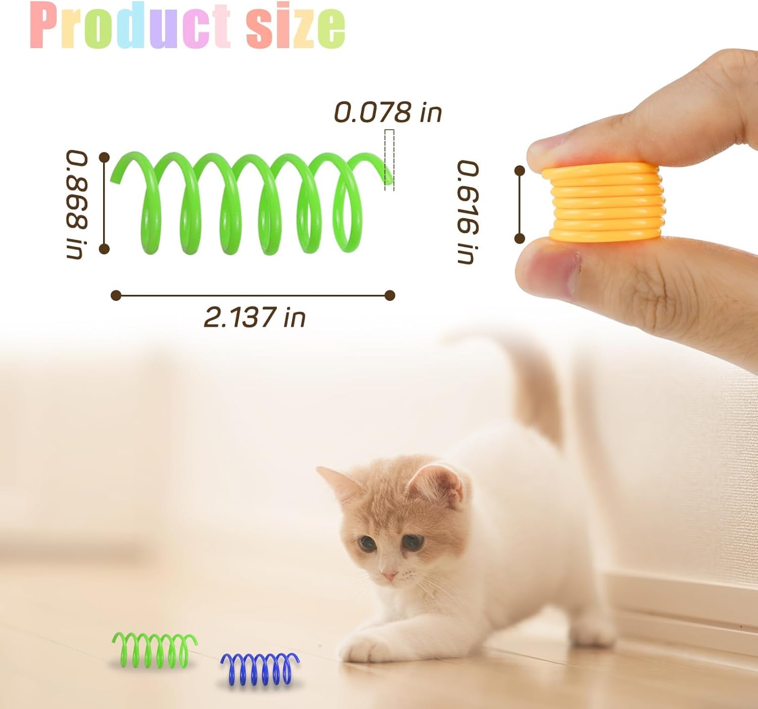 Interactive Cat Spiral Spring Toy – Creative & Sturdy Heavy Plastic for Swatting, Biting & Hunting – Colorful – 12 Pcs – Keeps Kittens Fit & Entertained - Image 4