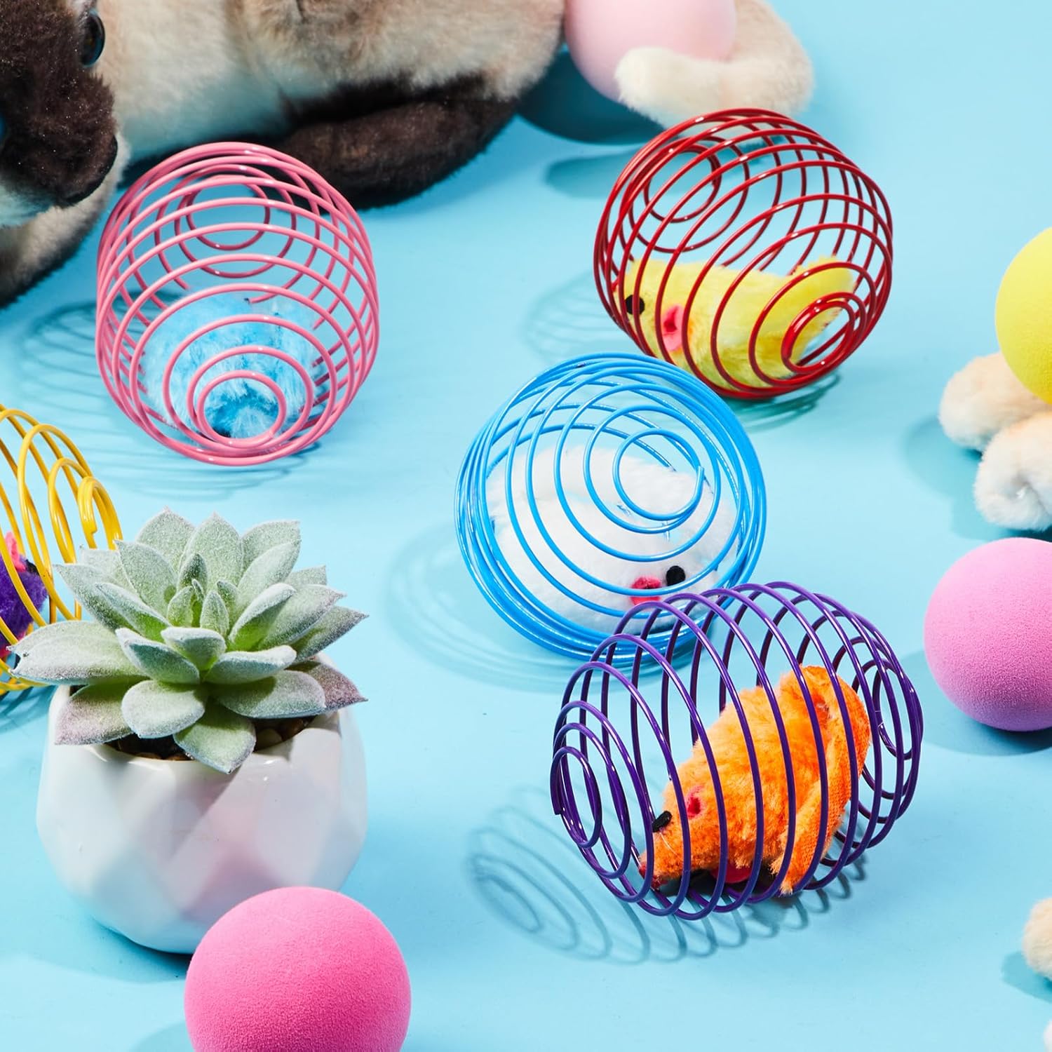 5 Pcs Cat Spring Balls – Stretchable Rolling Balls – Colorful Playful Coils – Interactive Action Toy – Caged Rats for Kittens – Mouse Shape – Multicolor - Image 4