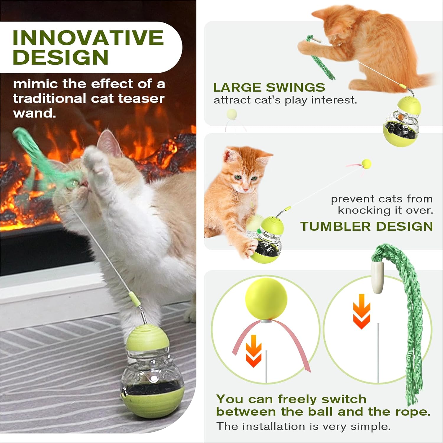 Cat Toy for Indoor Cats – Wobble Treat Dispenser Ball – Kitten Food Dispenser & Puzzle Feeder – Enrichment Toys – Mental Stimulation Interactive Brain Game - Image 4