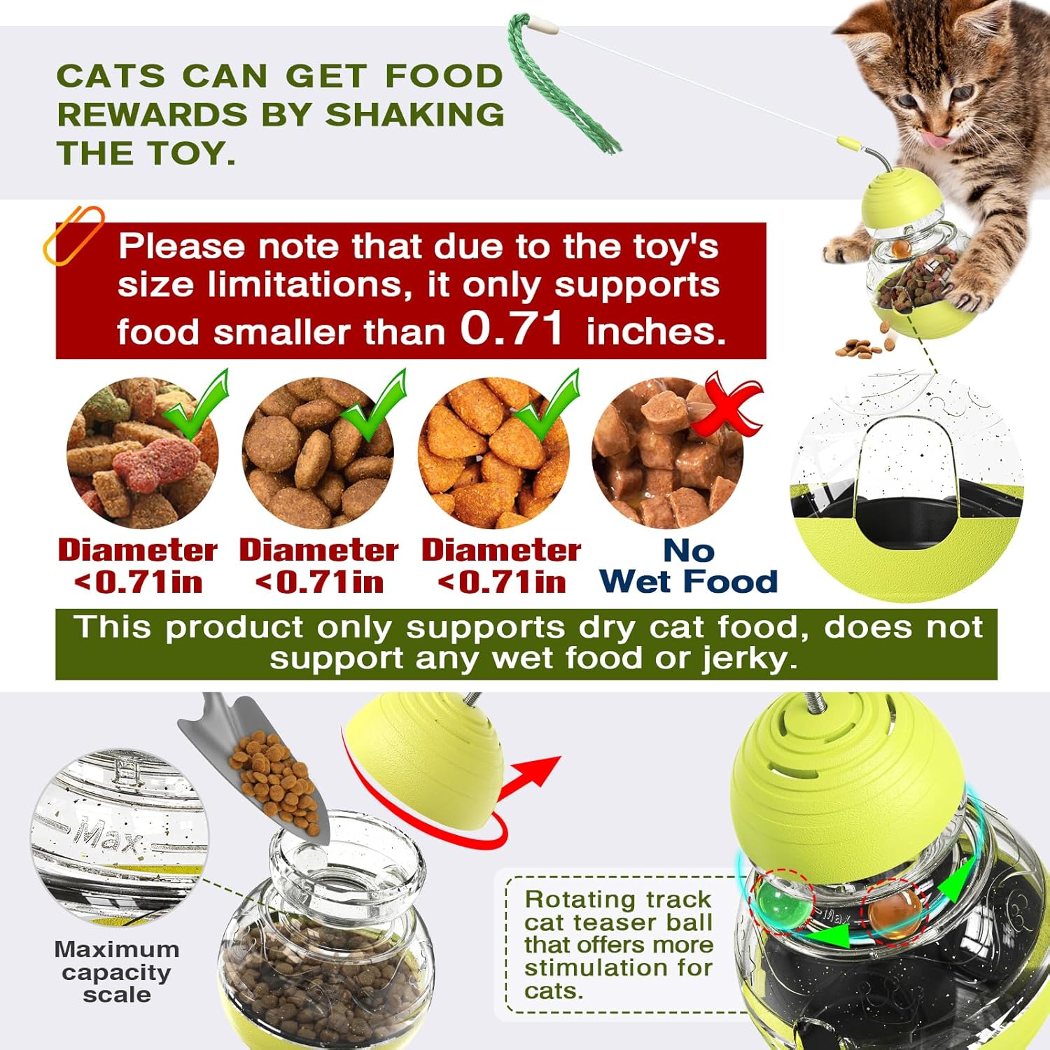 Cat Toy for Indoor Cats – Wobble Treat Dispenser Ball – Kitten Food Dispenser & Puzzle Feeder – Enrichment Toys – Mental Stimulation Interactive Brain Game - Image 5