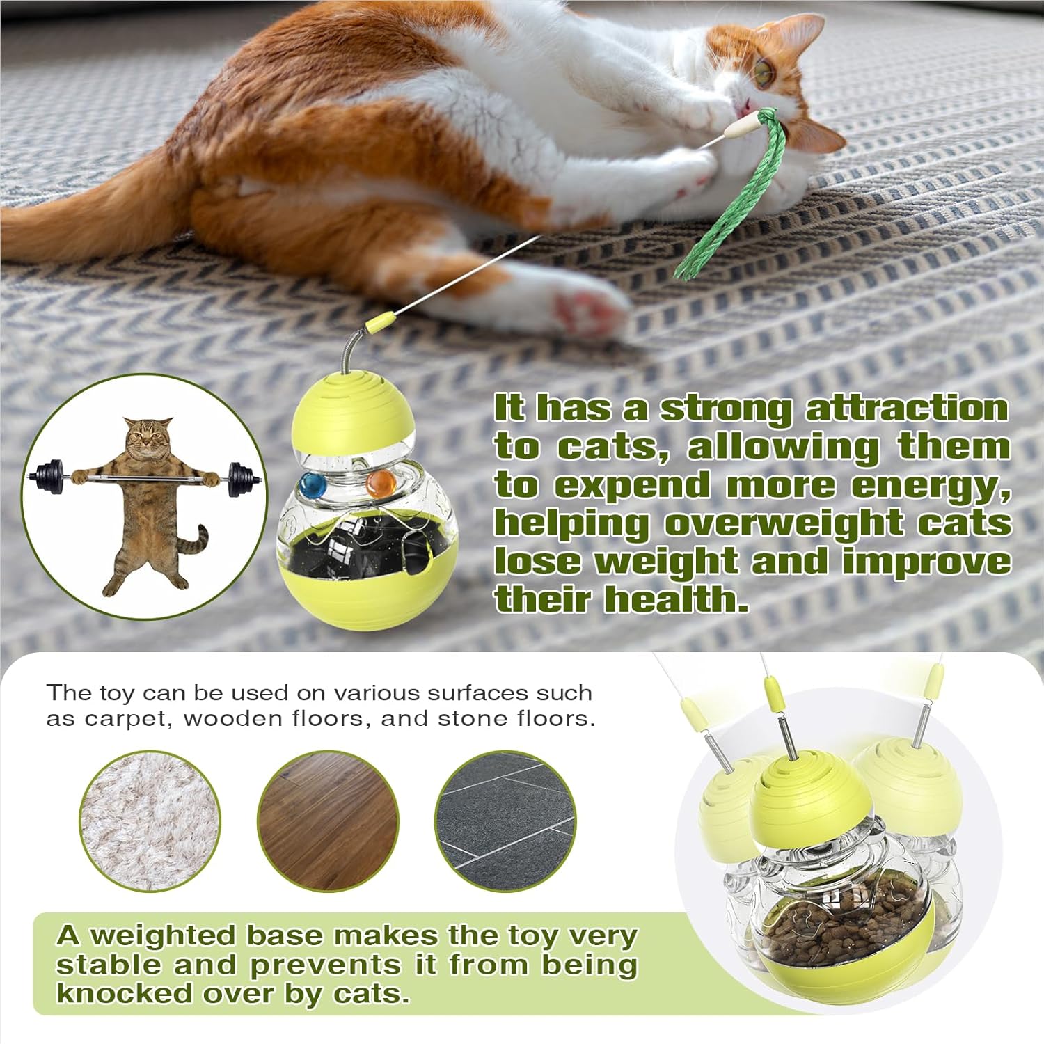Cat Toy for Indoor Cats – Wobble Treat Dispenser Ball – Kitten Food Dispenser & Puzzle Feeder – Enrichment Toys – Mental Stimulation Interactive Brain Game - Image 6