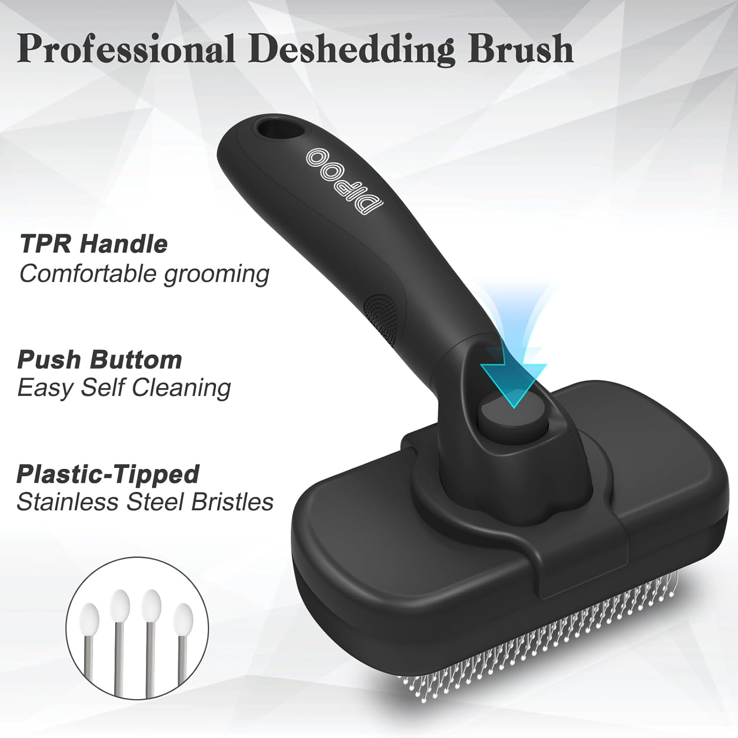 Self Cleaning Shedding Brush – Skin Friendly Grooming Tool for Dogs, Cats & Puppies – Black - Image 2