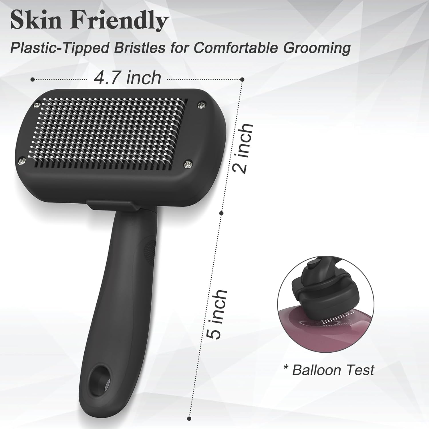 Self Cleaning Shedding Brush – Skin Friendly Grooming Tool for Dogs, Cats & Puppies – Black - Image 4