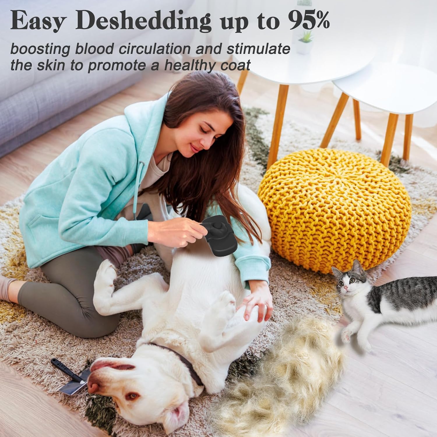 Self Cleaning Shedding Brush – Skin Friendly Grooming Tool for Dogs, Cats & Puppies – Black - Image 5