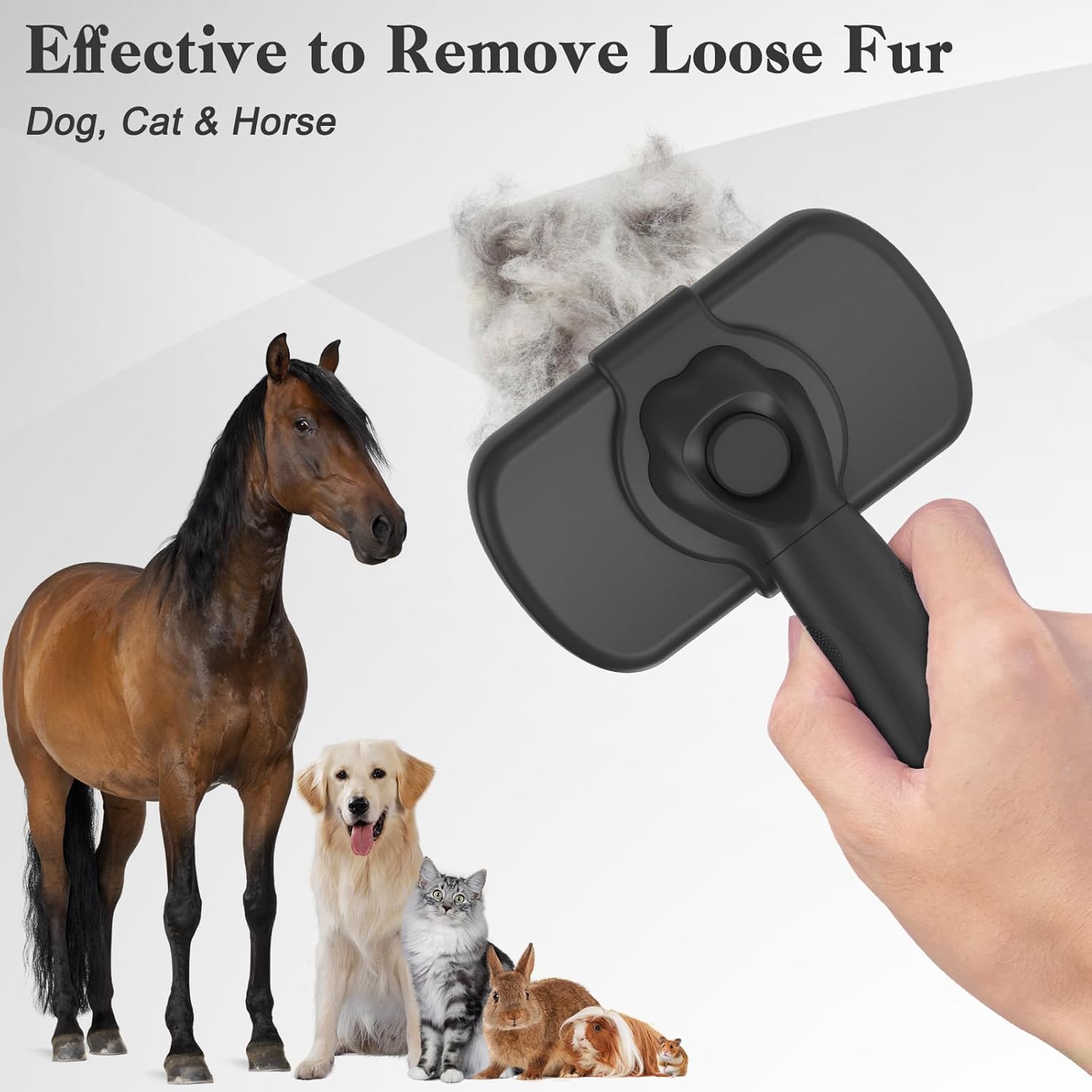 Self Cleaning Shedding Brush – Skin Friendly Grooming Tool for Dogs, Cats & Puppies – Black - Image 6