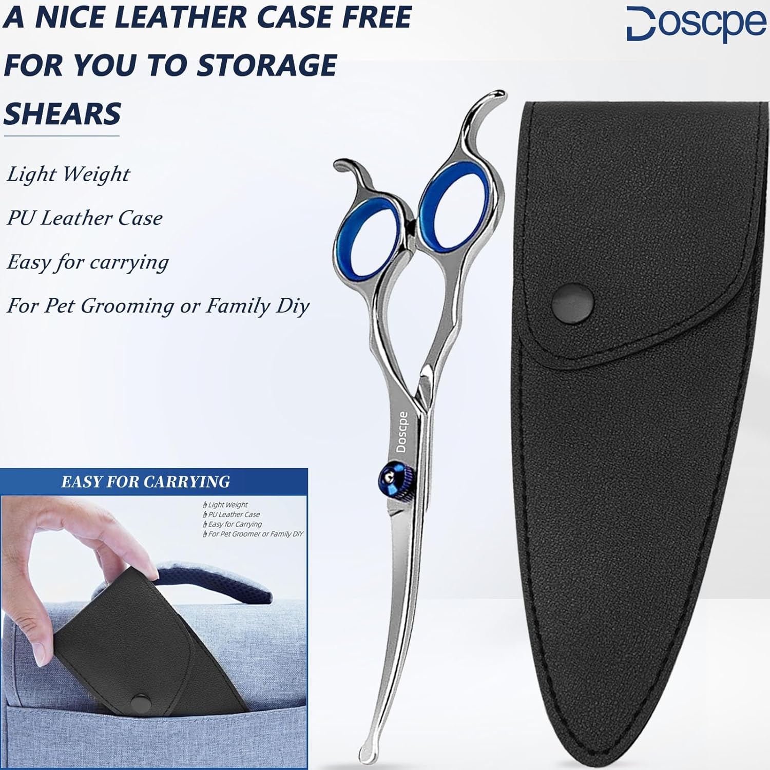 Curved Dog Grooming Scissors – 6.69 inches – Round Tips – Pet Shears for Face & Paw Hair Trimming – Left & Right Handed - Image 4