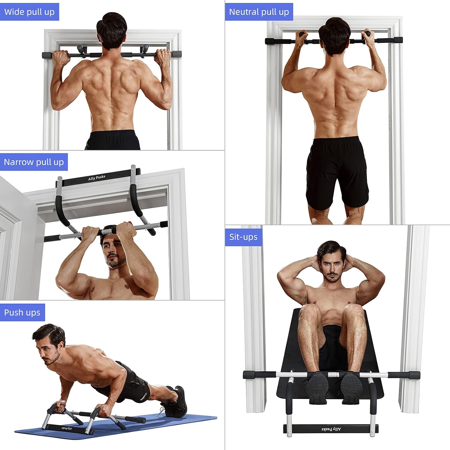 Pull Up Bar for Doorway – Thickened Steel 440lbs Capacity – Multi-Grip Upper Body Fitness Trainer for Home Gym - Image 6