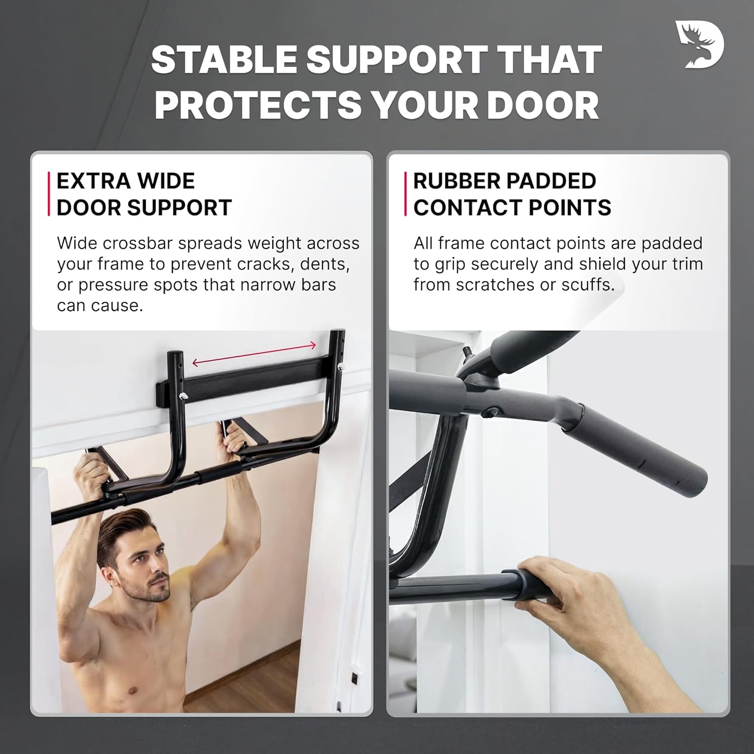Fitness Pull Up Bar for Doorway – 250 lbs Capacity – No Screw No Slip Hanging Chin Up Bar for Door Frame – Multi Padded Grips with Installation Guide - Image 5