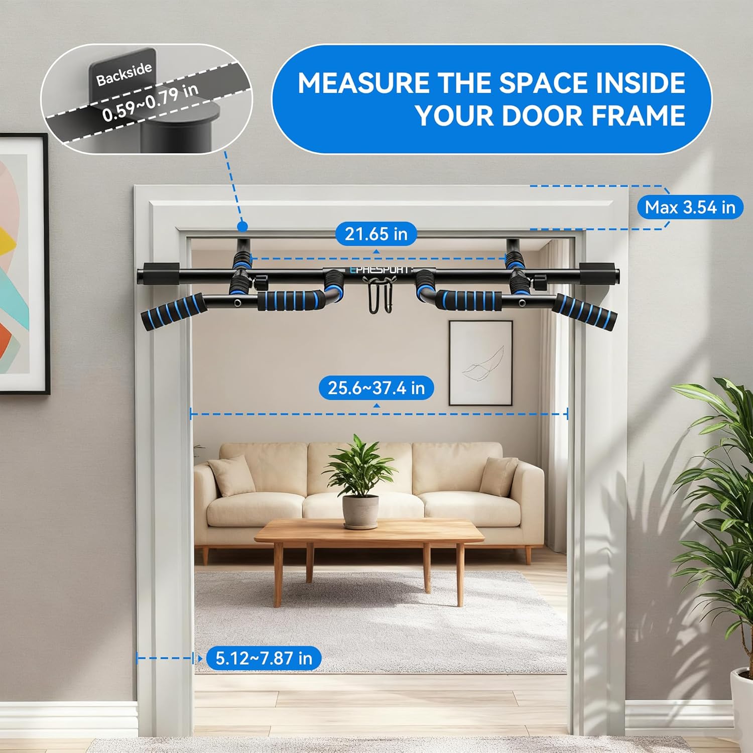 2026 Multifunctional Pull Up Bar for Doorway – US Patented Foldable Design – No Drilling – 440 lbs Capacity – Multi-Grip with Resistance Band Hooks - Image 5