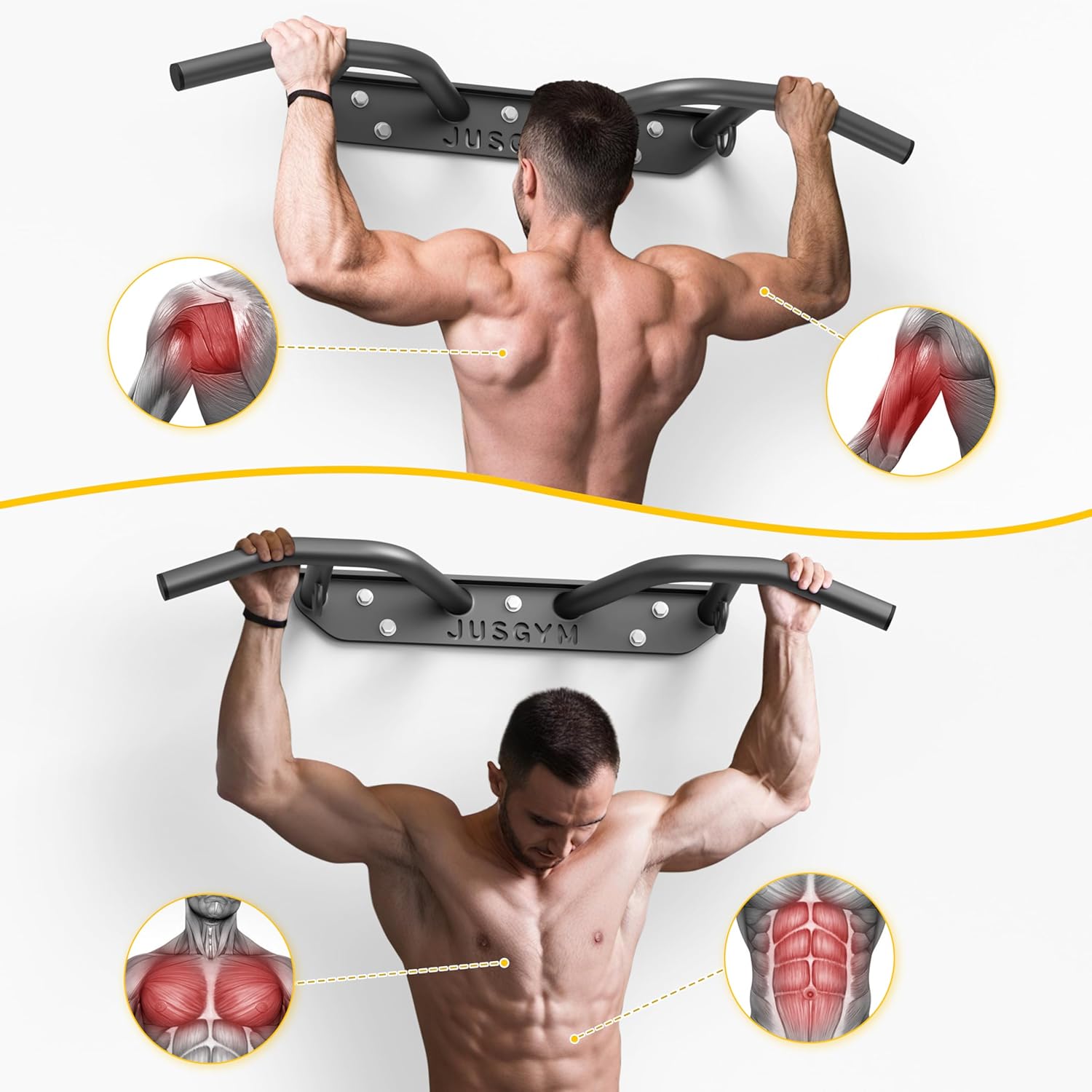Wall Mounted Pull Up Bar – Heavy Duty Chin Up Bar for Joist or Beam Mount – 600 lbs Capacity – Multifunctional Fitness Bar - Image 6