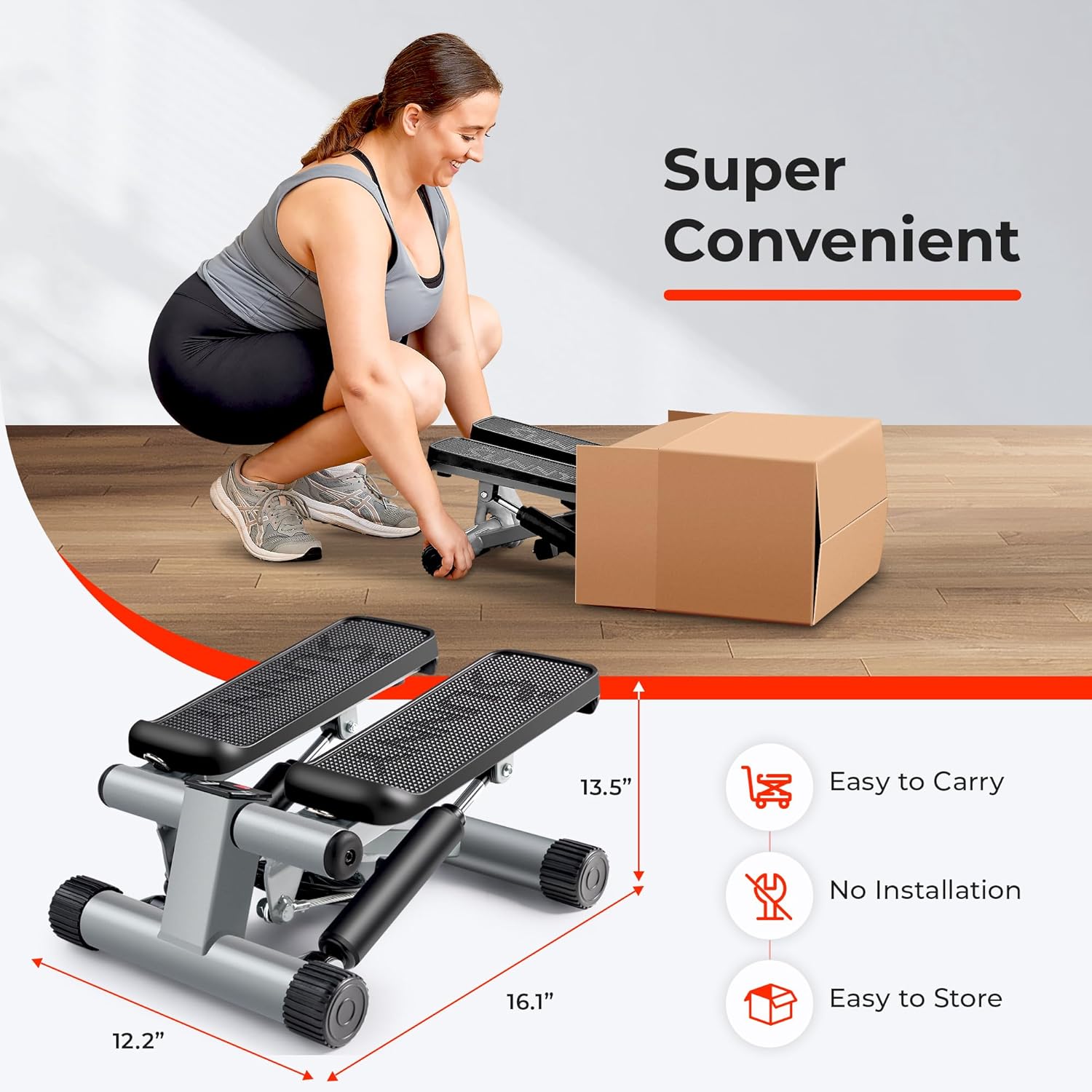 Mini Steppers for Exercise at Home – Stair Step Workout Machine with Resistance Bands – Full Body Cardio Equipment – Smart Stepper with SunnyFit App Connection - Image 5