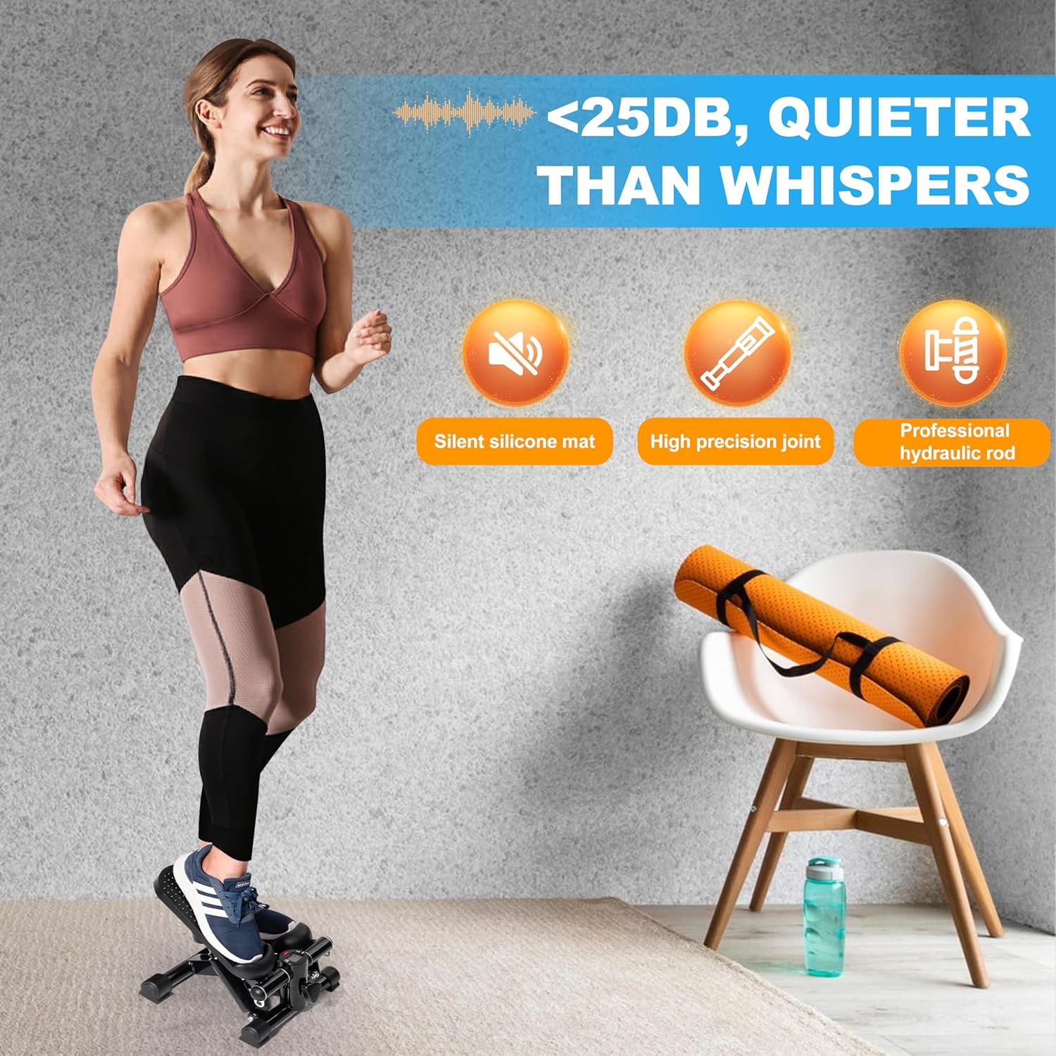Steppers for Exercise at Home – 330 lbs Capacity with Resistance Bands & Non-Slip Mat – Adjustable Height Hydraulic Stepper with LCD – Full Body Workout - Image 4