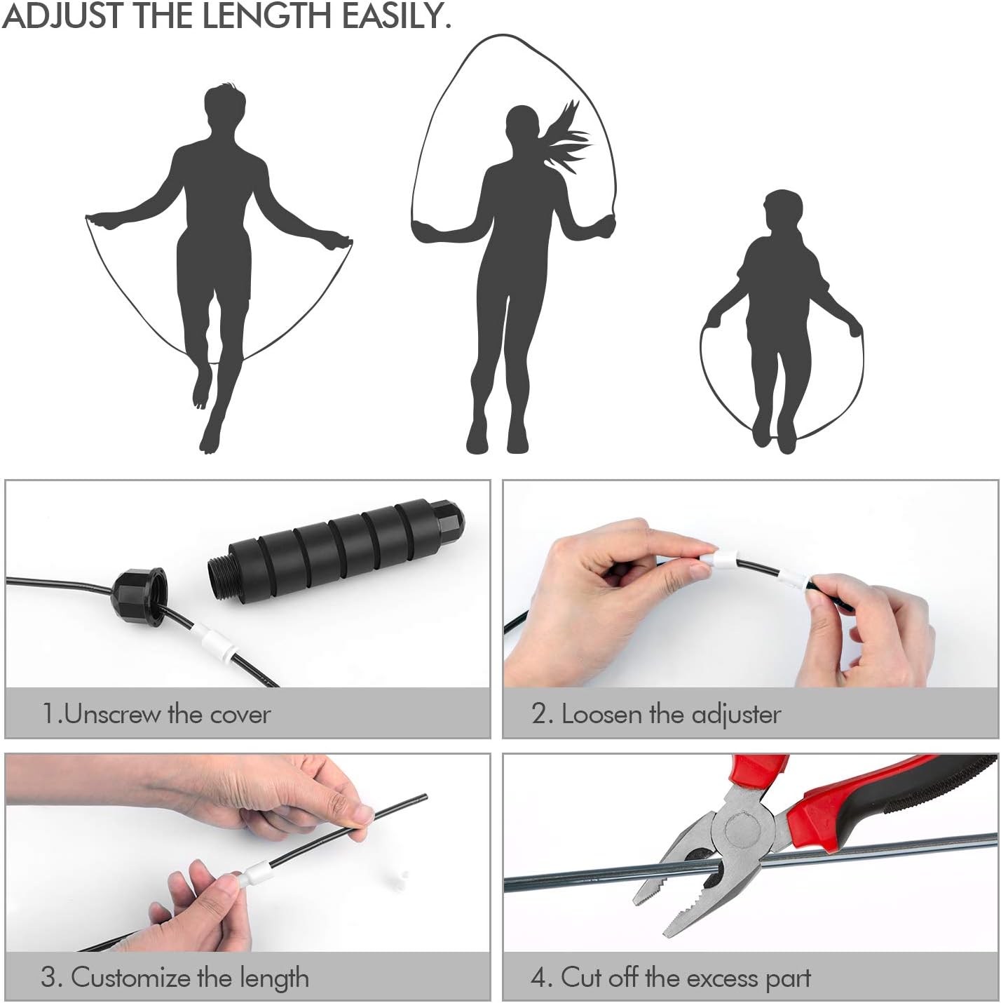 Jump Rope – Tangle-Free Rapid Speed Jumping Rope Cable with Ball Bearings – Adjustable Steel Jump Rope with Foam Handles – Home Gym Fitness Workout Equipment - Image 3