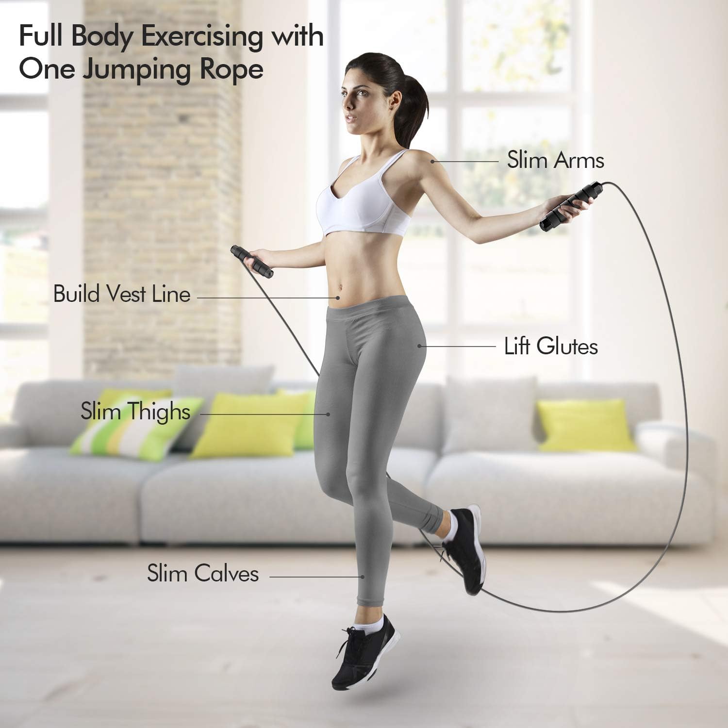 Jump Rope – Tangle-Free Rapid Speed Jumping Rope Cable with Ball Bearings – Adjustable Steel Jump Rope with Foam Handles – Home Gym Fitness Workout Equipment - Image 4