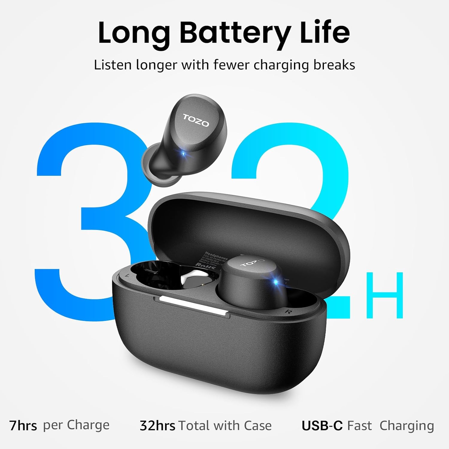 Wireless Earbuds Bluetooth 5.3 – Lightweight in Ear IPX5 Waterproof Headphones – 2 Mic AI Calls – Premium Bass with Charging Case – 32 Presets EQ via App - Image 5