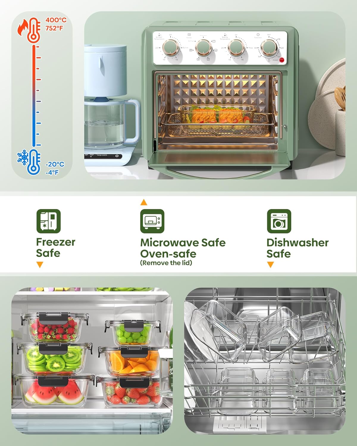 40 PCS Glass Food Storage Containers with Lids – 20 Containers & 20 Lids – Borosilicate Glass Meal Prep Containers – BPA Free Leak Proof Reusable – Kitchen Storage and Organization - Image 4