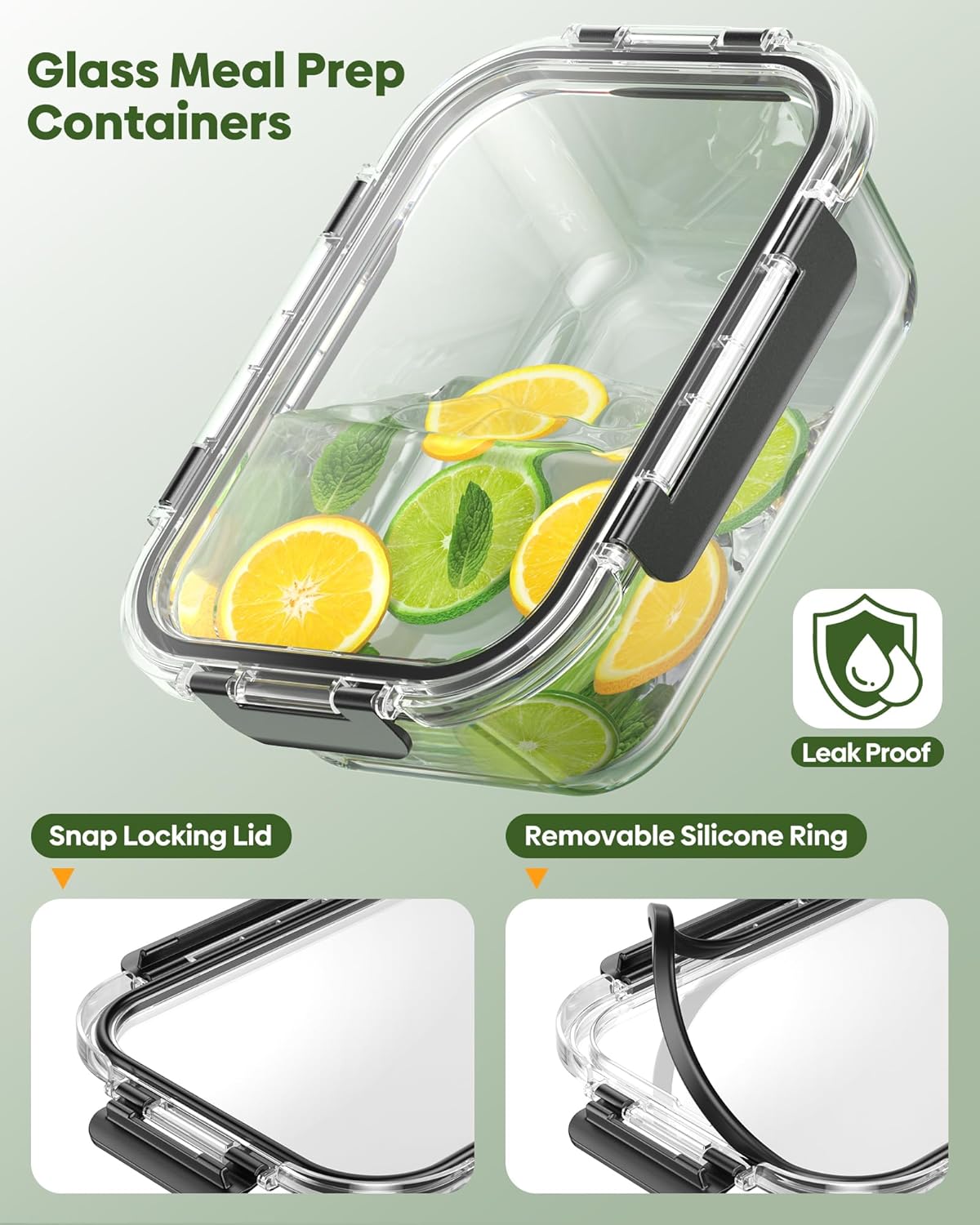 40 PCS Glass Food Storage Containers with Lids – 20 Containers & 20 Lids – Borosilicate Glass Meal Prep Containers – BPA Free Leak Proof Reusable – Kitchen Storage and Organization - Image 5