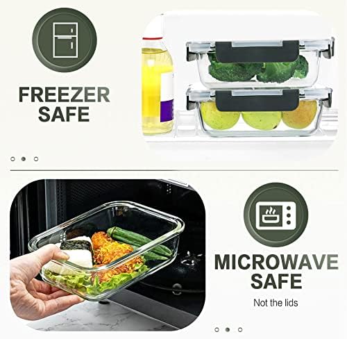 30 Pieces Glass Food Storage Containers Set – Glass Meal Prep Containers with Snap Locking Lids – Airtight Lunch Containers for Microwave Oven Freezer & Dishwasher – Gray - Image 4