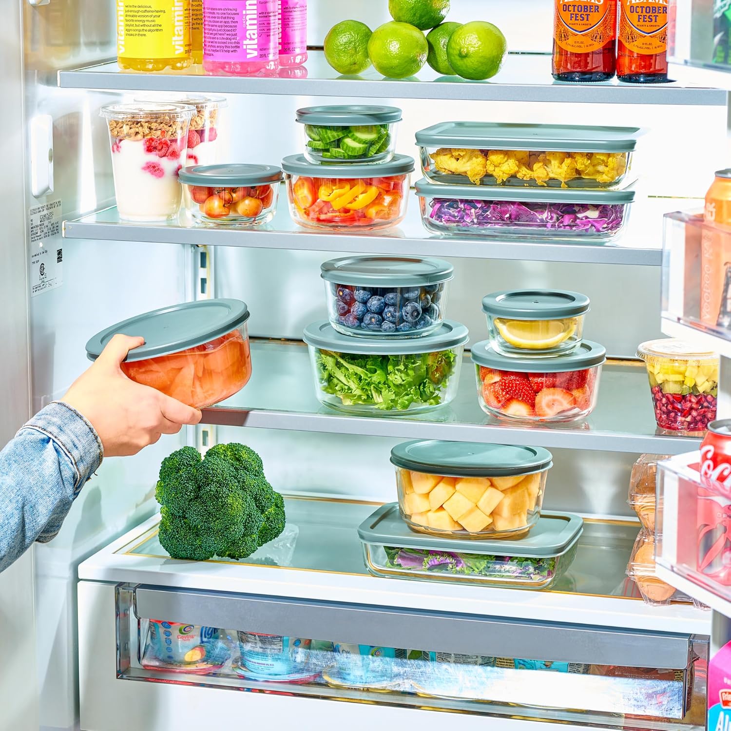 24pc Set Glass Food Storage Containers & Bowls with Airtight Lids – Leakproof BPA Free Meal Prep Stackable Lunch Boxes – Kitchen Pantry & Storage Organizers – Microwave Freezer Dishwasher Safe - Image 3