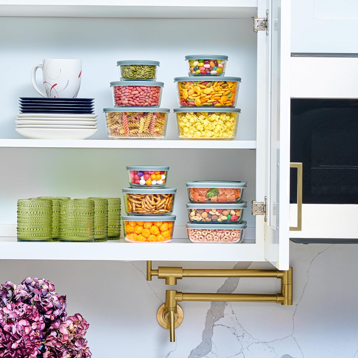 24pc Set Glass Food Storage Containers & Bowls with Airtight Lids – Leakproof BPA Free Meal Prep Stackable Lunch Boxes – Kitchen Pantry & Storage Organizers – Microwave Freezer Dishwasher Safe - Image 5