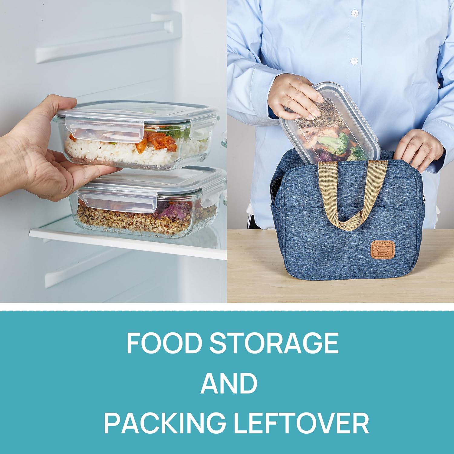 5Pack 22oz Glass Storage Containers with Lids – Glass Meal Prep Food Container Set with Snap Airtight Lids – Microwave Oven Freezer Dishwasher Safe – Grey - Image 5
