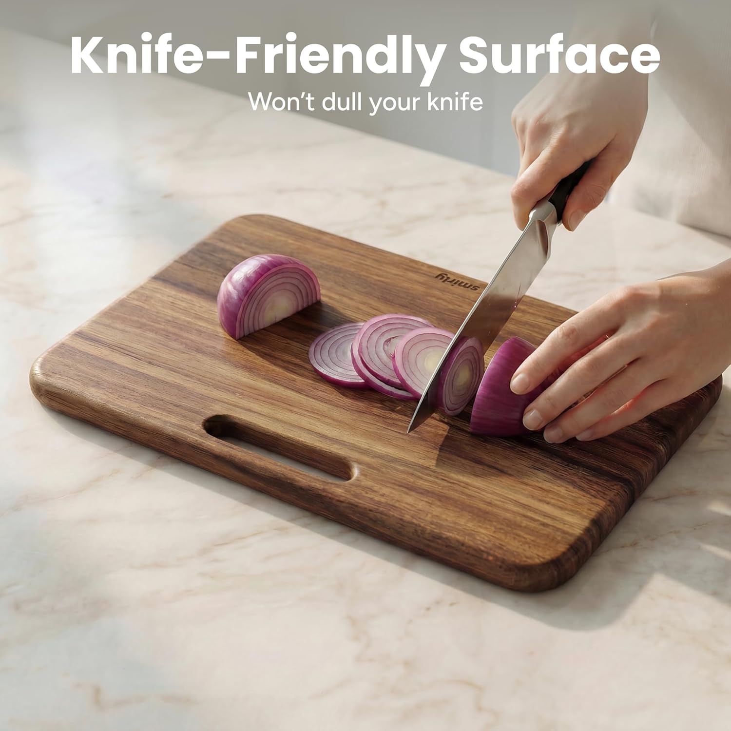 Wooden Cutting Boards for Kitchen – Double Sided Cutting Board with Handle – Heavy Duty Solid Acacia Wood Set with Stand – 3 Pcs Non Toxic for Meat Vegetable Fruit - Image 6