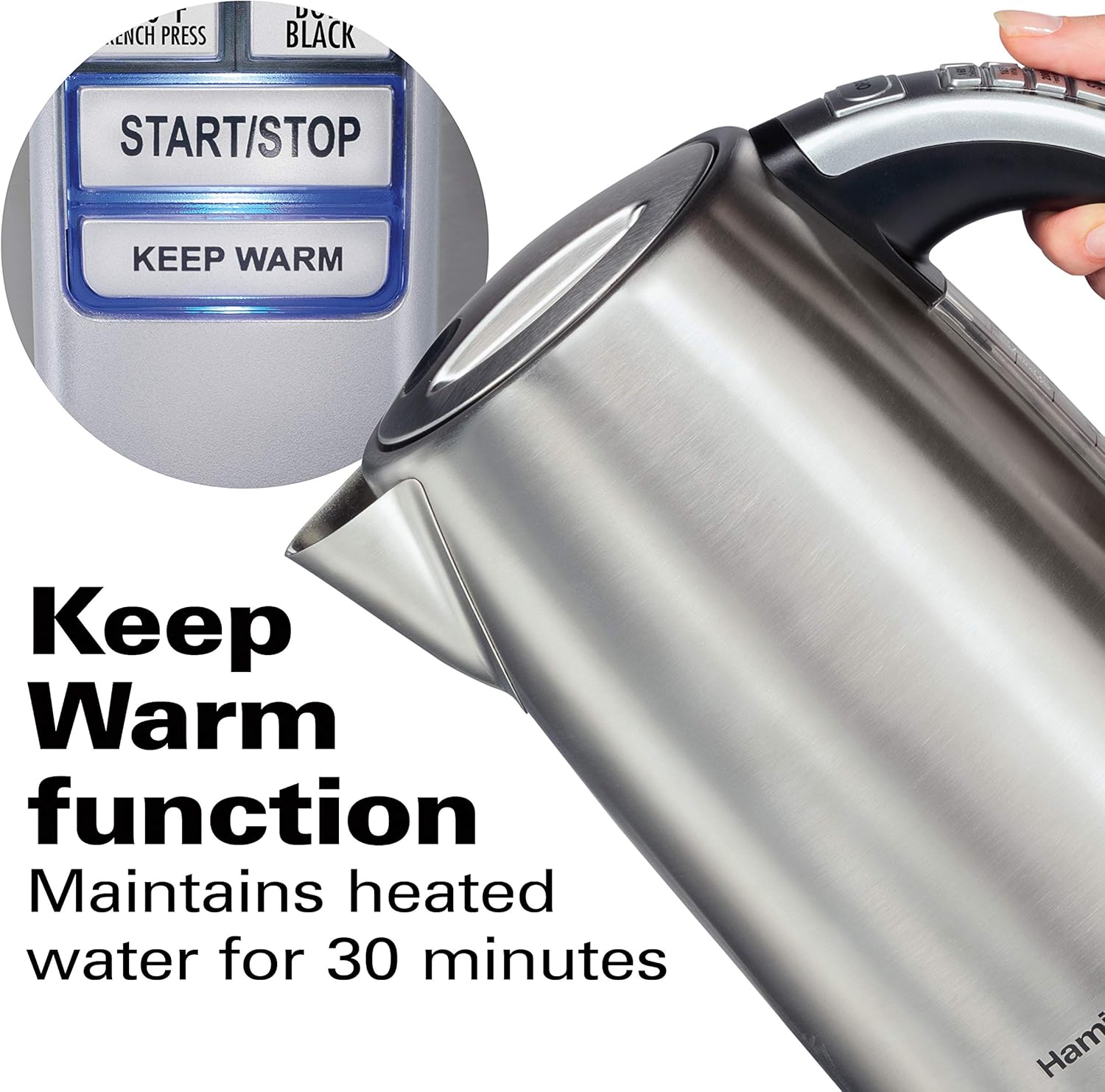 1.7L Temperature Control Electric Kettle – 1500W Fast Boiling Water Boiler & Heater – BPA Free Cordless – Auto Shut Off & Boil Dry Protection – Stainless Steel (41020R) - Image 4