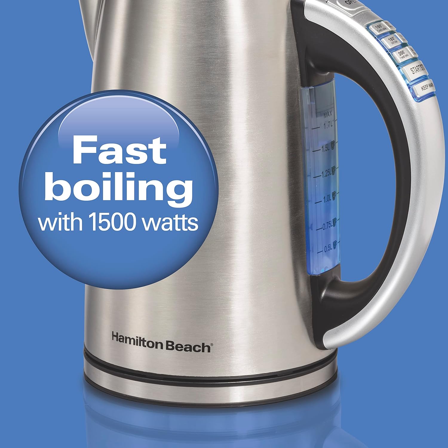 1.7L Temperature Control Electric Kettle – 1500W Fast Boiling Water Boiler & Heater – BPA Free Cordless – Auto Shut Off & Boil Dry Protection – Stainless Steel (41020R) - Image 5