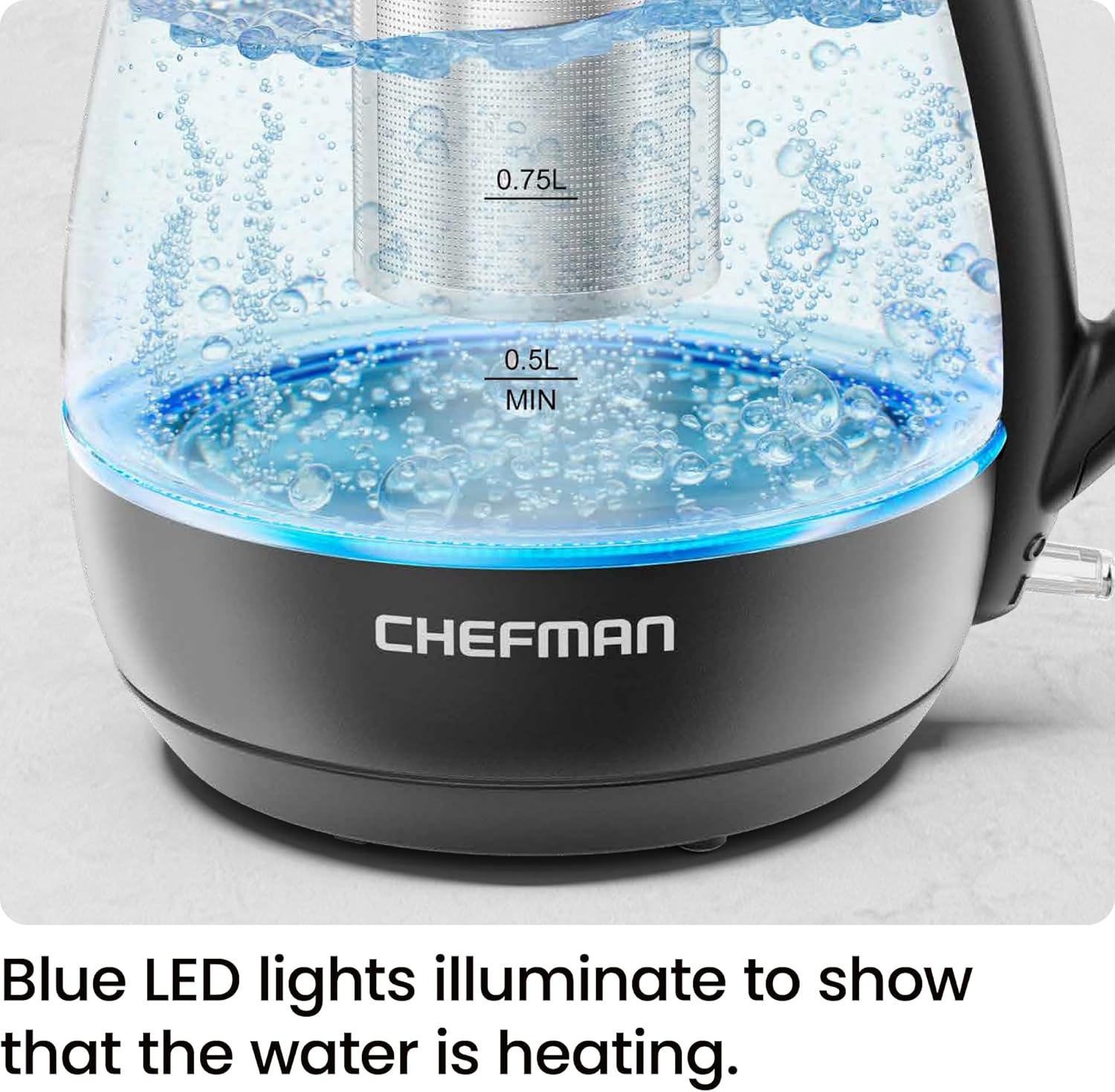 Electric Kettle with Tea Infuser – Compact 1L (4 Cups) – 1500W Fast Boil – Removable Lid – Boil Dry Protection – BPA Free – Small Electric Tea Kettle - Image 2