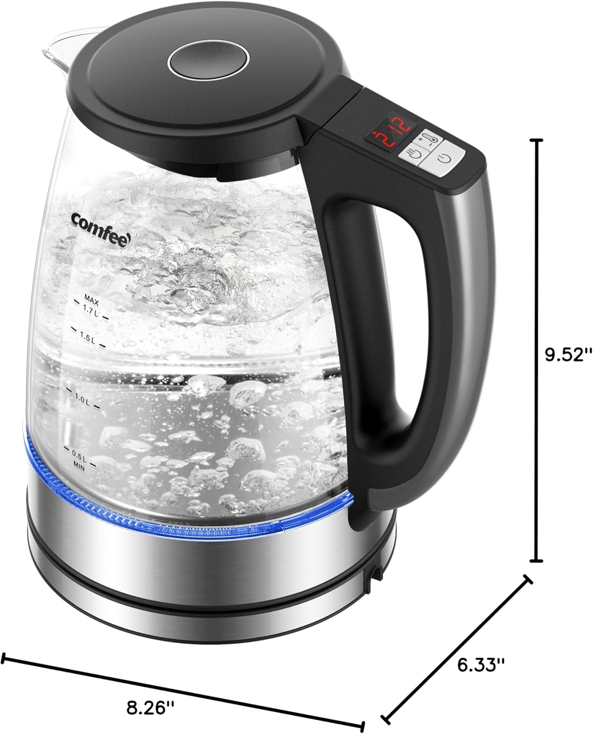 1.7L Glass Tea Kettle & Water Boiler – Electric Kettle with Temperature Control 6 Presets – 2 Hr Keep Warm – Fast Heating – 304 Stainless Steel – Auto Shut Off - Image 6