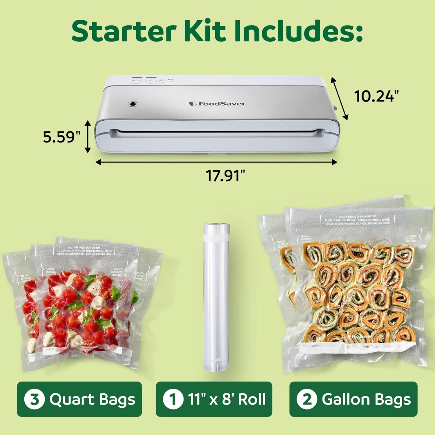 FoodSaver Compact Vacuum Sealer Machine – with Airtight Bags and Roll – Ideal for Sous Vide & Airtight Food Storage – White - Image 3