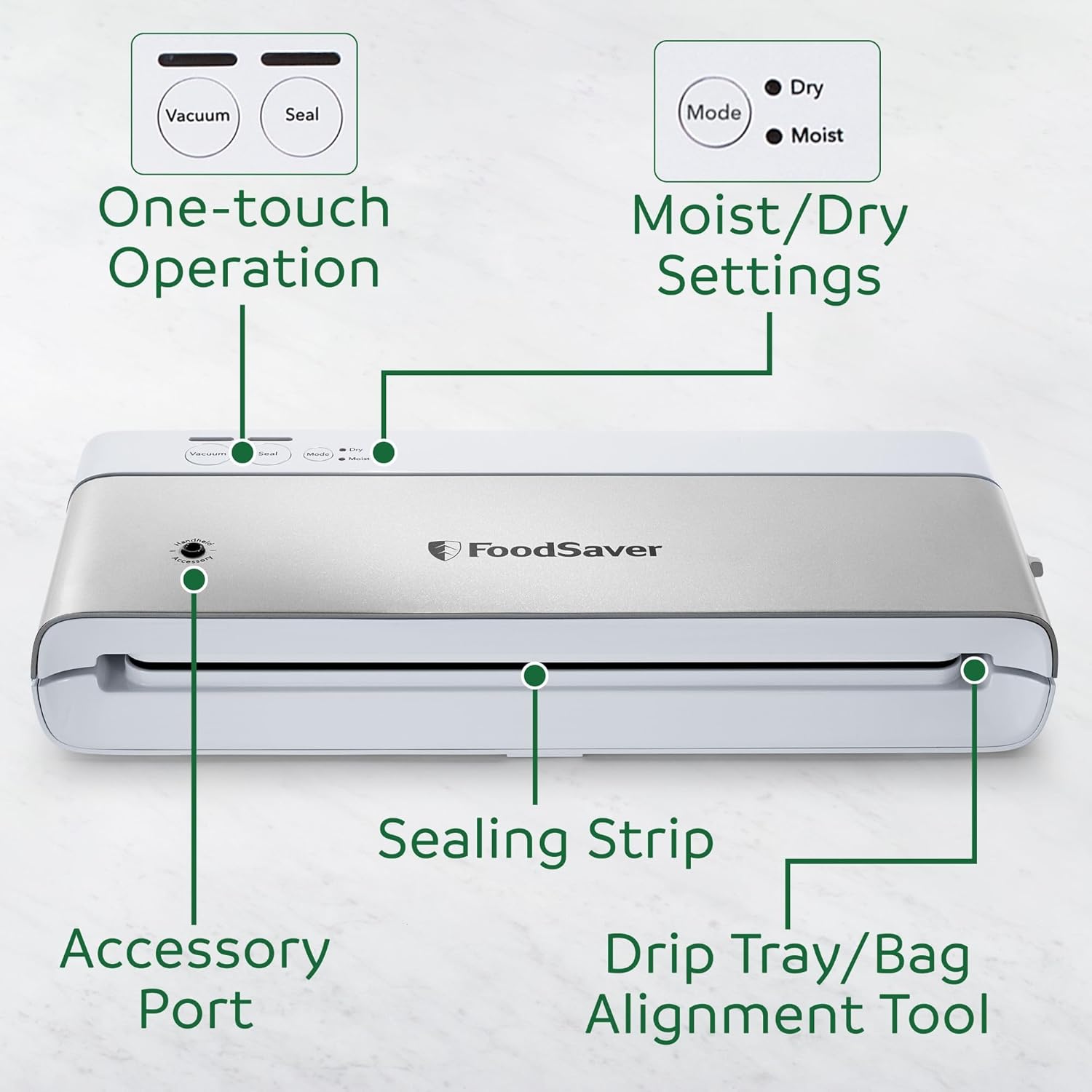 FoodSaver Compact Vacuum Sealer Machine – with Airtight Bags and Roll – Ideal for Sous Vide & Airtight Food Storage – White - Image 5