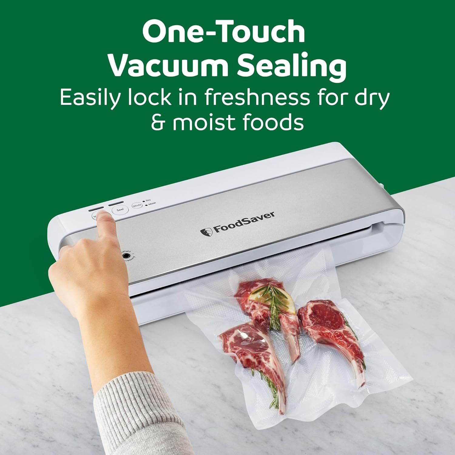 FoodSaver Compact Vacuum Sealer Machine – with Airtight Bags and Roll – Ideal for Sous Vide & Airtight Food Storage – White - Image 6