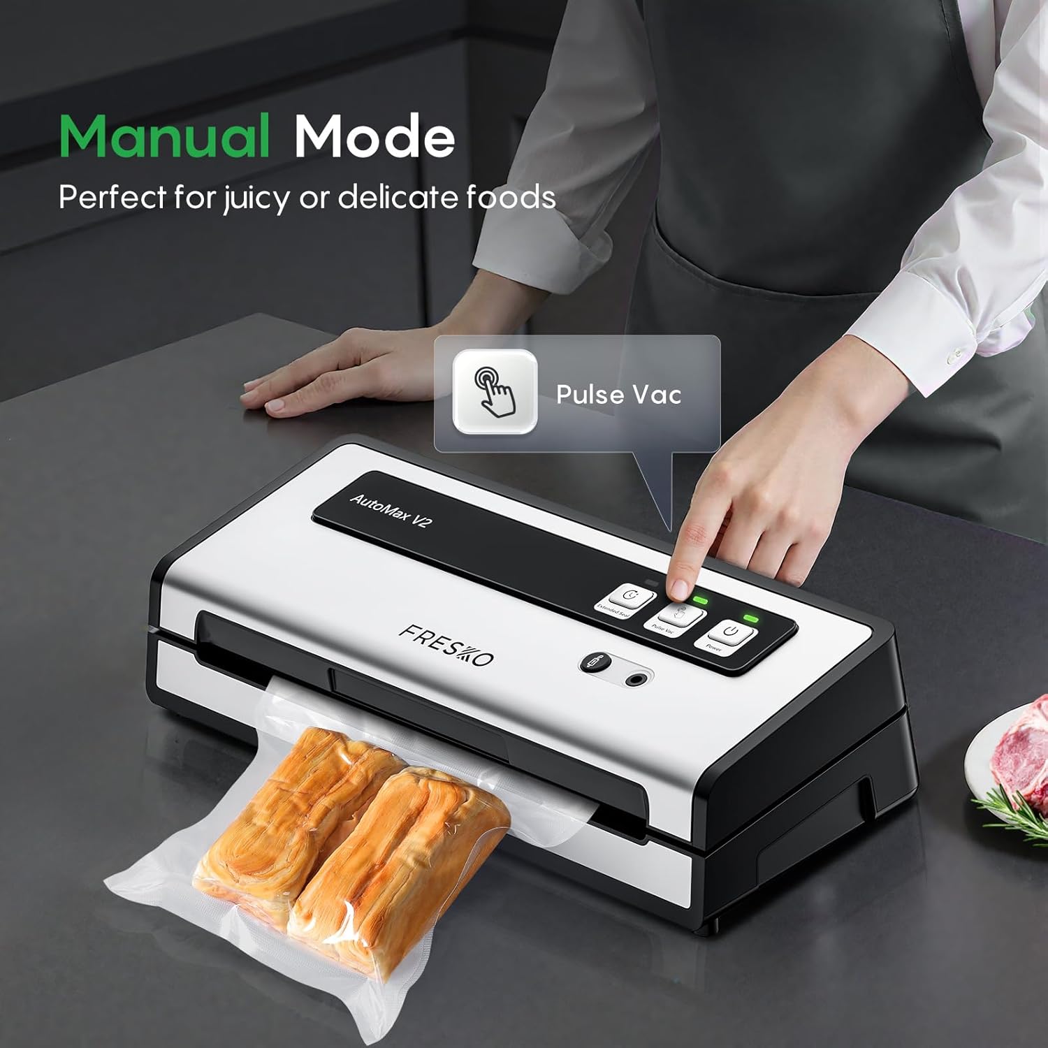 Vacuum Sealer Machine with Automatic Bag Detection – 0.2 Inch Widened Heating Strip – Compact Food Sealer – Easy to Use – Starter Kit - Image 4